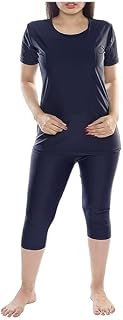 RZLECORT Swimwear Swim Costume Two Piece Tshirt Capri Swimming Suit for Women Price In India