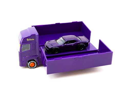 1/64 Tarmac Works LB-Works Challenger SRT Hellcat with Truck Special Limited Edition Global64 Diecast Model Car - T64G-TL039-PU