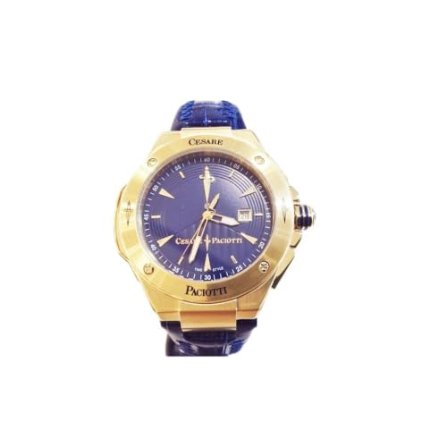 SOLO TEMPO, DATA OROLOGIO UOMO CESARE PACIOTTI TSST093 QUADRANTE BLU CASSA ACCIAIO IP GOLD CINTURINO PELLE BLU WR. 100MT