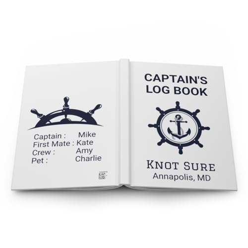 Custom Captain's Log Book Personalized Boat Sailboat Journal Nautical Ship's Notebook Gift for Yacht Captains printed in the USA (Type02)