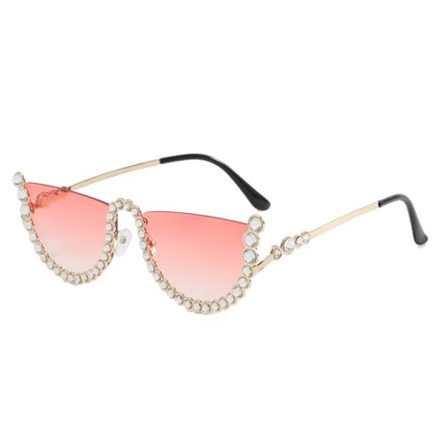 Lunettes de soleil semi-rondes au design strass et finition vintage exclusive
