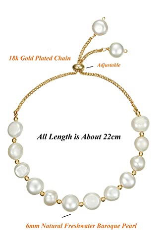 Kvlmoze Pearl Bracelets 6Mm Handpicked Pearl White Baroque Elegant Jewelry For Women Girls #TOP5