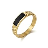 Whoiy Anillo para hombre con grabado en plata/oro/negro, anillo de compromiso de acero inoxidable, 5 mm, anillo de boda de bisutería para hombre, talla 52-67, 52 (16.6), Acero inoxidable, Sin piedra