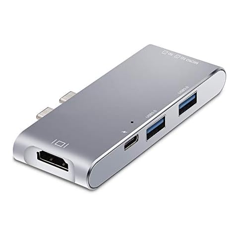 FLAGTOP 6 in 1 USB C Hub MacBook Pro, Multiple Ports 2 x USB 3.0, SD Card, Micro SD or TF Card Reader, Support 4K HDMI 60Hz, PD2.0/Thunderbolt, USB Type C Dongle Hub (YC-204B) Cover