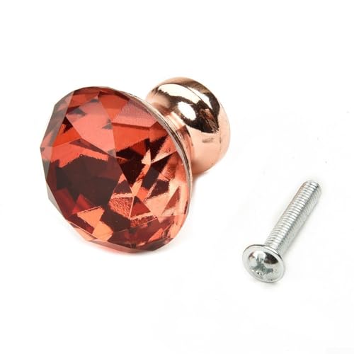 Boutons de placard en cristal or rose avec strass et poignées de tiroir pour placard de cuisine, boutons de garde-robe et meubles en verre, quincaillerie de...