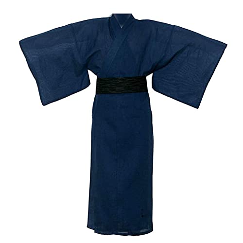 FANCY PUMPKIN Jinbei Men's Yukata Kimono Japanese Robe Pajamas【Blue/Size M】