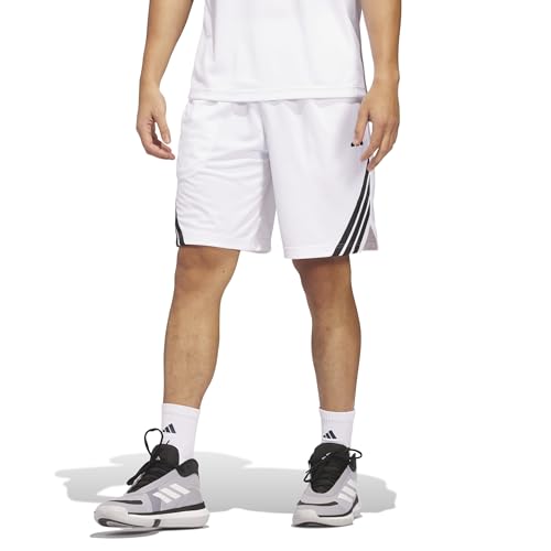 Adidas Men's 3-Stripes Basketball Shorts, White/Black, X-Small/11 Inseam