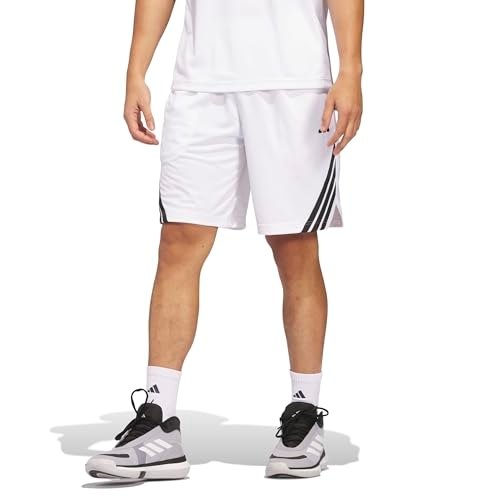 Adidas Men's 3-Stripes Basketball Shorts, White/Black, Small/9" Inseam