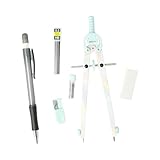 Westcott Zirkel Set Graphic Pastel | 6-teilig mit Schnellverstellzirkel, Nachfüllminen, Anspitzer, HB Druckbleistift inkl. 12 Minen, Radierer | Zirkel mit Feststellrad | E-711421 00