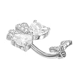 BESTonZON Piercing Ombligo Acero Inoxidable Lazo Blanco Barra Ajustable Joyería Corporal Femenina Colgante para Mujer Niñas Elegante y Resistente Uso Diario