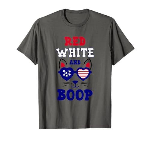 Cat Lover Patriotic Red White and Boop Funny 4th of July T-Shirt