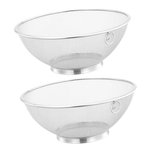 TOPBATHY 2 Pièces panier à riz en acier inoxydable grand panier à linge égouttoir de lavage de fruits panier de vidange cuisine kitchen drain basket paniers à linge filtre crépine en métal