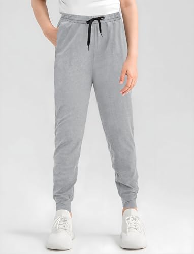 VOGRYE 3 Pack: Girls' Dry-Fit Jogger Sweatpants Soft Active Athletic Kids Joggers with Pockets & Drawstring2