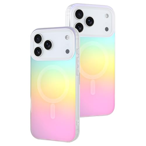 Image of AIGOMARA Magnetic for iPhone 17 Pro Case [Compatible with Magsafe] [Fluorescent Holographic Iridescent] Slim Shockproof Matte Protective iPhone 17 Pro Cover for Women Girls 6.3 Inch