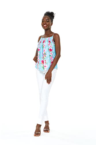 Image of Hawaii Hangover Family Matching Clothes, Pink Hibiscus Vine Turquoise | Family matching Hawaiian outfits, Pink Hibiscus Vine Turquoise, lightweight rayon, machine washable, tropical floral print