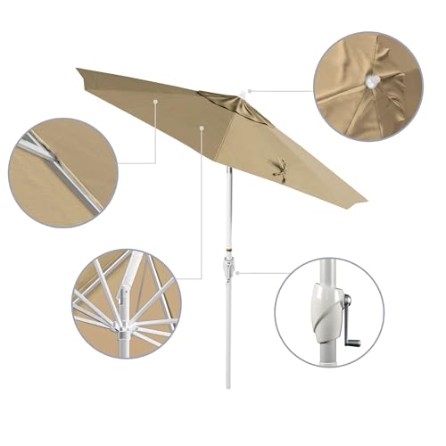 California Umbrella 7.5' Rd Aluminum Patio Umbrella, Crank Lift, Auto Tilt, White Finish, Sunbrella Antique Beige by California Umbrella - Image 4