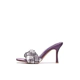 Cape Robbin Rewind Sexy Woven High Heels for Women, Square Open Toe Shoes Heels - Purple Size 9
