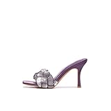 Cape Robbin Rewind Sexy Woven High Heels for Women, Square Open Toe Shoes Heels - Purple Size 10