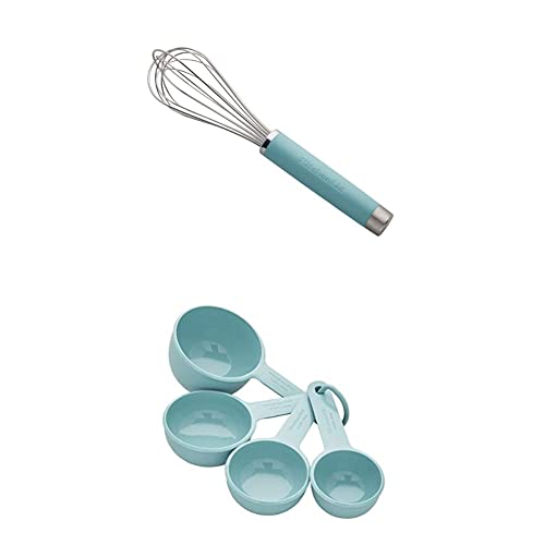 KitchenAid Gourmet Utility Whisk, 10.5-Inch, Matte Aqua Sky & KitchenAid Measuring Cups, Set Of 4, Aqua Sky