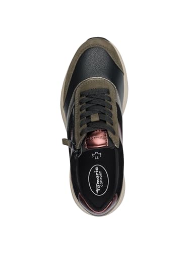 Tamaris Damen Wide FIT Sneaker aus Leder Hallux-Friendly, Olive Comb, 36 – Ansicht 3
