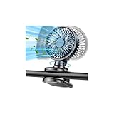 WITHOUSE Portable Clip on Stroller Fan, 180° Auto Oscillating, Powerful 4 Speeds, 10000mAh USB Rechargeable Mini Personal Cooling Fan for Desk Home Office Stroller Accessories Camping Outdoor - Black