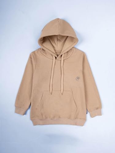 Image of KiddoPanti Unisex Solid Pullover Hooded Fleece Sweatshrit | Cotton Poly Fleece Fabric | Waist Length, Full Sleeve Hoodie | 2 Kangaroo Pockets | Winter Wear for Boys & Girls