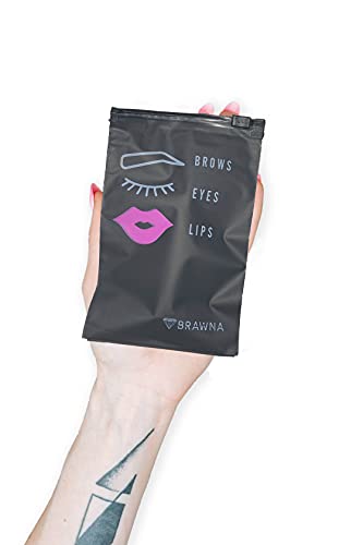 BRAWNA 50 Pck Black Eyebrow Microblading Aftercare Bags 4x6 inches | Lash aftercare Bags | Beauty Bags | Lipstick Travel Pouch | Makeup Mini Cosmetic Bags | Microblading & Lash Supplies | PMU kit