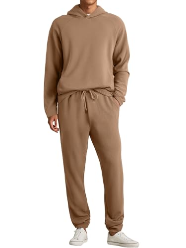 JMIERR Mens 2 Piece Outfits Textured Track Suit with Hoodie Sweatshirt...