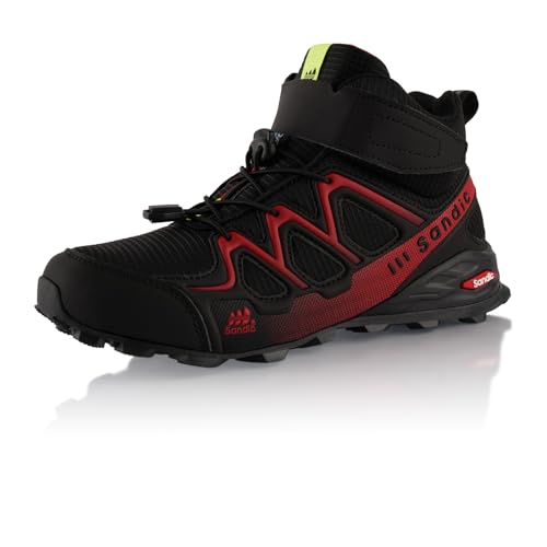 Fusskleidung® Damen Herren Wanderschuhe Trail Running Stiefel Wanderstiefel Schwarz Rot