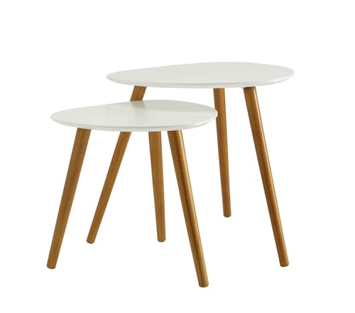 Convenience Concepts Oslo Nesting End Tables, White / Natural