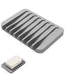 HUVZOR Grau Seifenschale Silikon - Seifenablage Schmutzabweisend Seifenschale mit Ablauf...