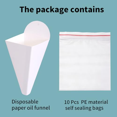 50 Pcs Foldable Paper Funnels, Disposable Funnel for Motor Oil Filler, 8 oz