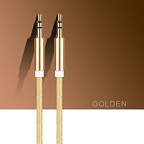 EgArt Audio Cable 3,5mm Aux Cable Stereo Jack Cable Nylon Braided Aux to Aux Cable Lead for Car, Headphone, iPhone, iPad, Samsung, MP3, Smartphone, Tablet, Home Stereo, Laptop (Gold, 1 meter)