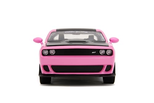Jada Pink Slips 1:24 W5 2015 Dodge Challenger SRT Hellcat Die-Cast Car w/Base, Toys for Kids and Adults(Pink/Blue Gradient) - Image 2