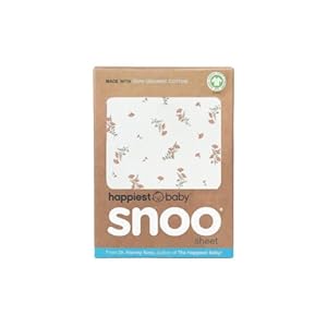 Happiest Baby SNOO – Sábana bajera ajustable para cuna, 100% algodón orgánico, para colchón de cuna SNOO (flores silvestres marfil)