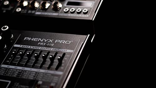 Professional Dj Audio Mixer, Phenyx Pro Sound Mixer, 6-Channel Sound Board Mixer Audio W/Bluetooth & Usb Audio Interface, Stereo Equalizer, 16 Dsp Effects, 3-Band Eq, For Studio & Stage (Prx-600) #TOP7