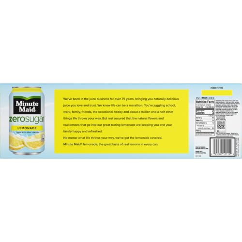 Zero Sugar Lemonade soda 12 fl oz, 15 pack, total 180 fl oz