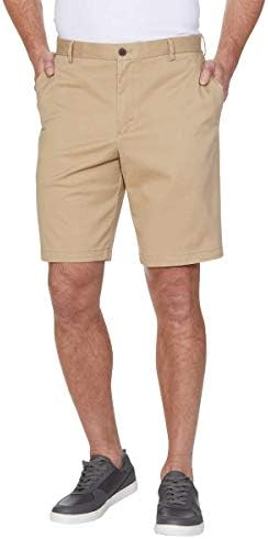 IZOD Mens Saltwater Flat Front Stretch Chino Shorts (Cedarwood Khaki, 34W)