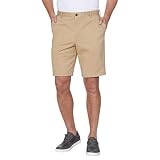 IZOD Mens Saltwater Flat Front Stretch Chino Shorts (Cedarwood Khaki, 34W)