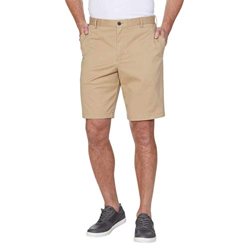 Izod Mens Saltwater Flat Front Stretch Chino Shorts (Cedarwood Khaki, 34W) #TOP16