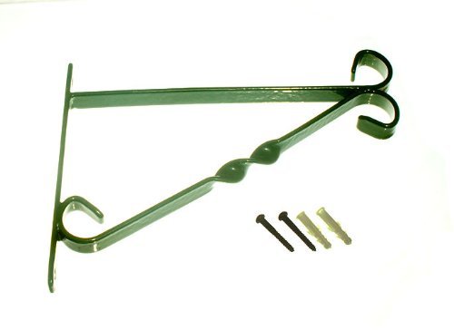 Support pour 12 paniers suspendus extérieur en acier vert et fixation murale jardin