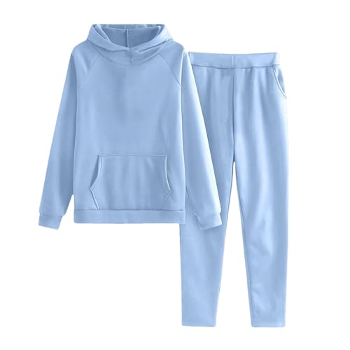 Girls Boys 2 Piece Toddler Girl Sweatsuit Set Fashion Long Sleeve Cute Hoodies Sweatshirt And Sweatpants Winter Spring Kids Clothes Girls Sweat Set With Pockets Blue 3-4 Years