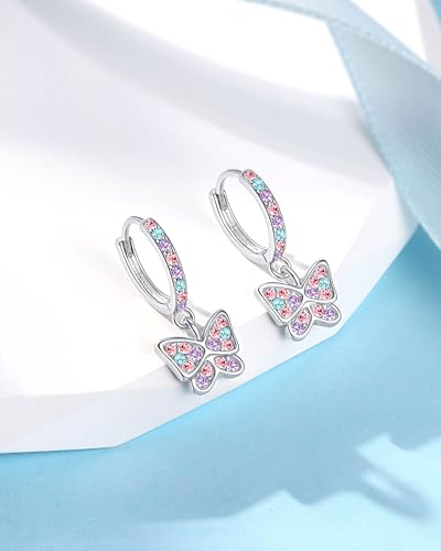 Hypoallergenic Butterfly Hoop Earrings for Girls - Birthday Christmas Back to School Graduation Gifts 7