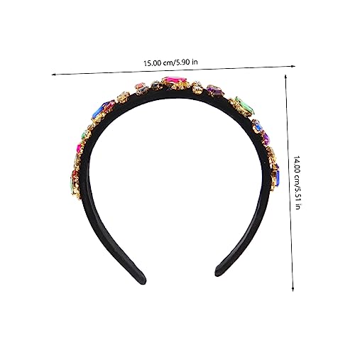 FRCOLOR Faixa De Cabelo Larga Vintage Cristal Aro De Cabelo Frisado Tiara Brilhante Faixas Elásticas