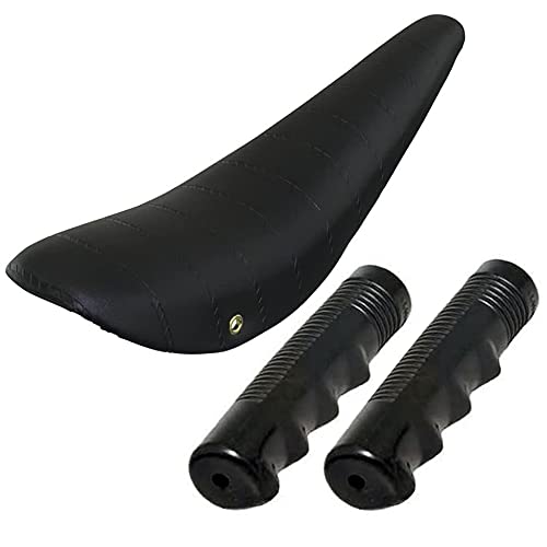 Cyclez 20" Comfortable Lowrider Bike Banana Saddle Vinyl Black With 2 Lowrider Black Grips. Replacement Bike Seat, Bicycle Seat, Bike Grips, Bundle Kit #TOP19