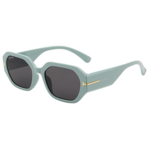 Image of Ted Smith and Stylish Hexagonal Sunglasses For Men Women | Full Rim & 100% UV Protection | Grey Lens & Acetate Frame | Medium | (53-21-145)