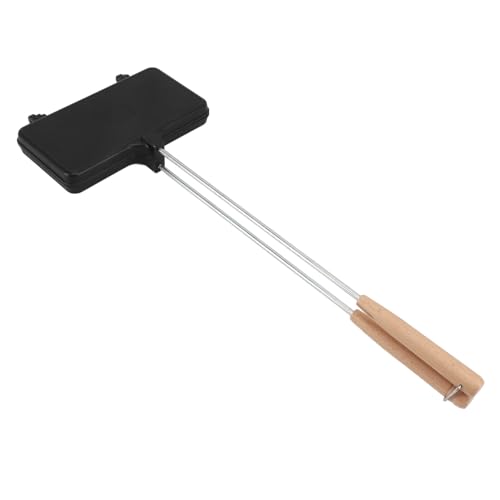 Sartén Antiadherente de Doble Cara para Sándwiches y Tostadas, Aleación de Aluminio de 1.7 Lb con de Madera Maciza, Sartén de Calor Uniforme para Gas, Plancha de Cocina de