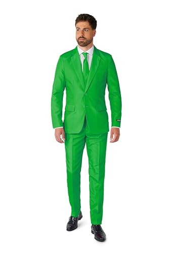 Suitmeister Hombre Juego de Pantalones de Traje de Negocios, Verde sólido, S