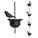 Jemeni 5.5 Feet Birds on Cup Mobile Rain Chain for Gutters with Attached Hanger, Dark Bronzeâ€¦â€¦