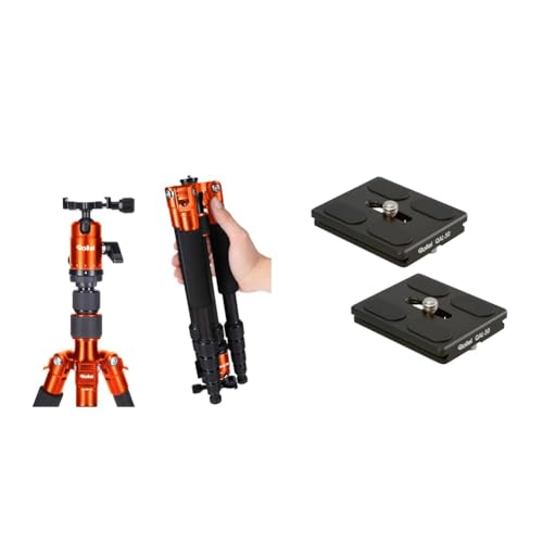 Rollei Compact Traveler No. 1 - leichtes Reisestativ aus Aluminium & QAL-50 - professionelle Kamera-Schnellwechselplatte/Schnellverschlussplatte